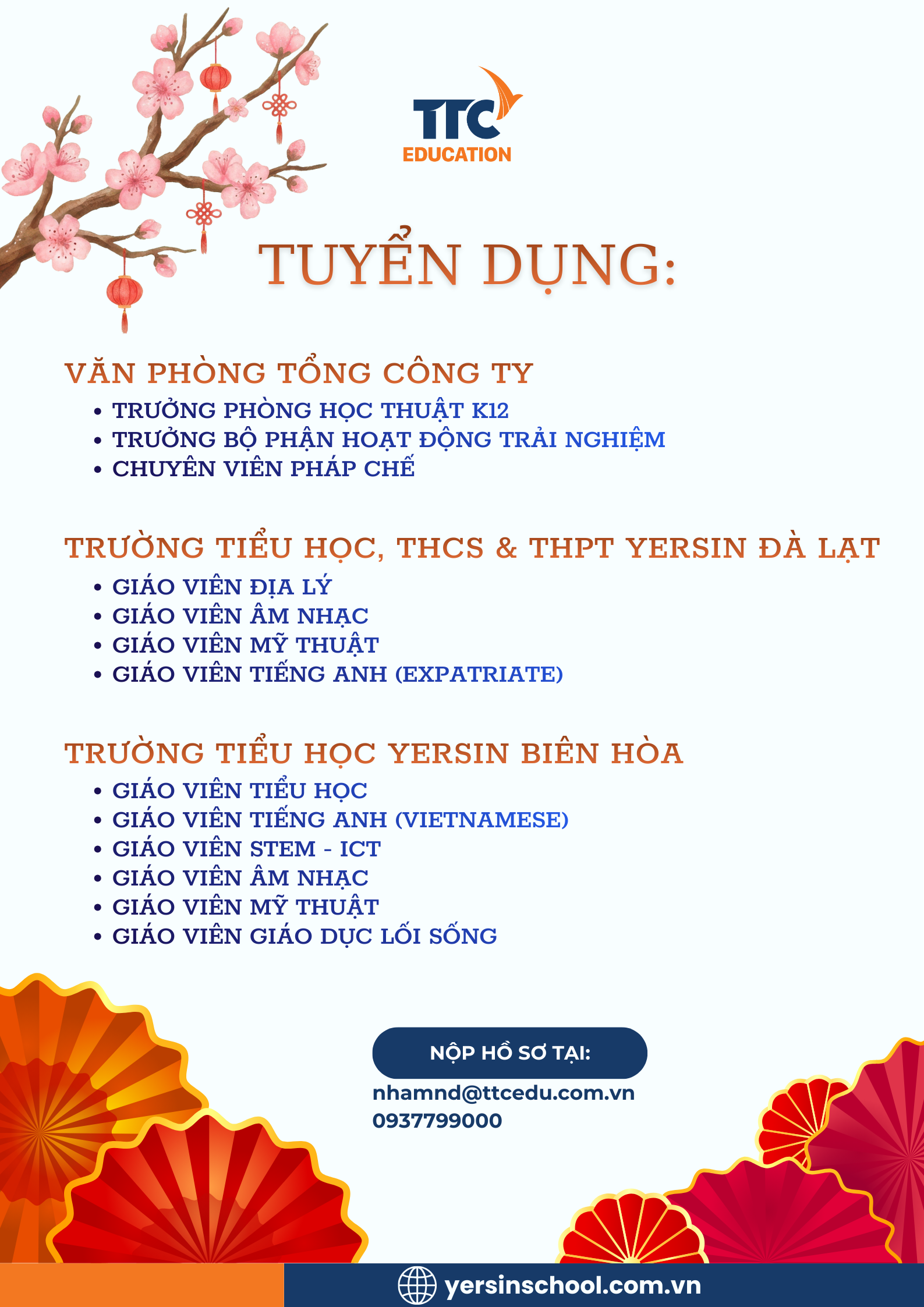 TUYỂN DỤNG THÁNG 01/2026 CÔNG TY CỔ PHẦN GIÁO DỤC QUỐC TẾ TTC