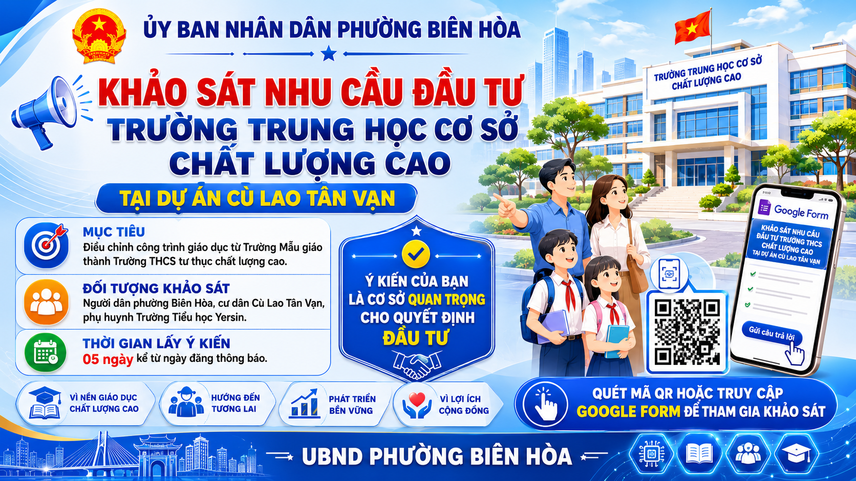 KHẢO SÁT NHU CẦU ĐẦU TƯ TRƯỜNG TRUNG HỌC CƠ SỞ CHẤT LƯỢNG CAO TẠI DỰ ÁN CÙ LAO TÂN VẠN